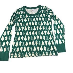 Hanna Andersson green Christmas tree PJ pajama top. Size M. holiday, jammies